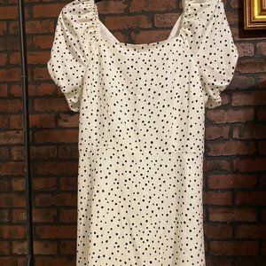 LOFT White Polka dot Babydoll Dress, Business, Picnic
